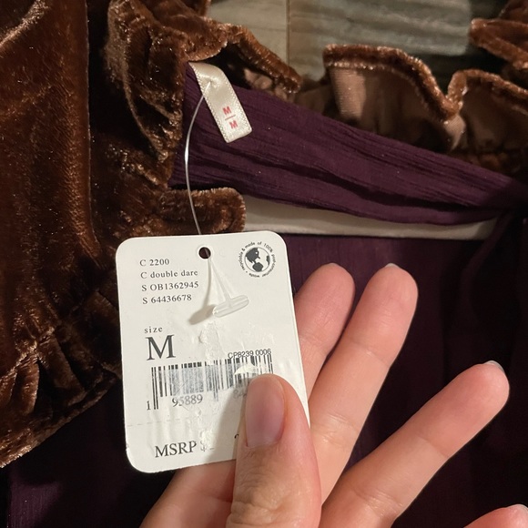 CLOSING SALE! 
FREE PEOPLE | Mini Dress Smocked Ruched Textured Waffle Velvet - Picture 6 of 7